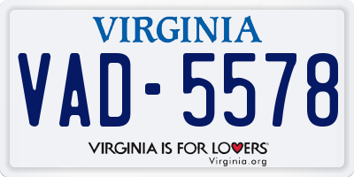 VA license plate VAD5578