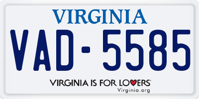 VA license plate VAD5585