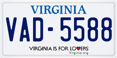 VA license plate VAD5588