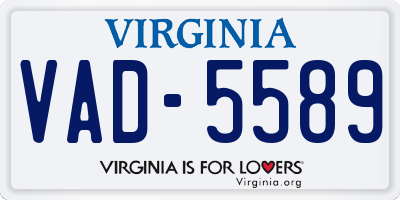 VA license plate VAD5589