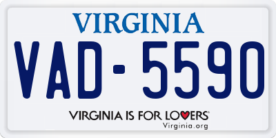 VA license plate VAD5590