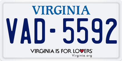 VA license plate VAD5592