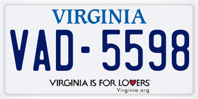 VA license plate VAD5598