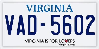 VA license plate VAD5602