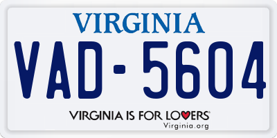 VA license plate VAD5604