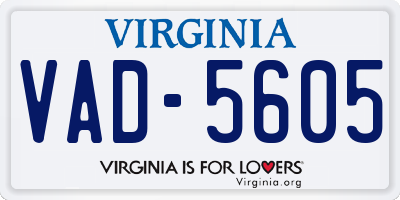 VA license plate VAD5605