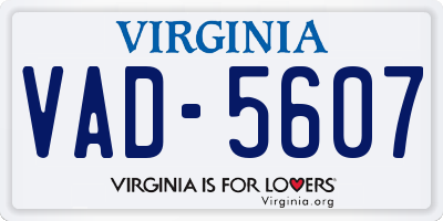 VA license plate VAD5607