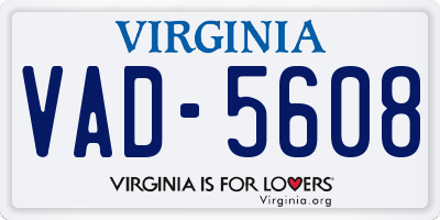VA license plate VAD5608