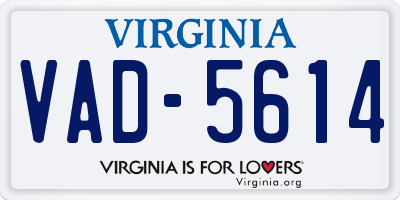 VA license plate VAD5614
