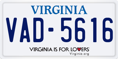 VA license plate VAD5616