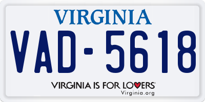 VA license plate VAD5618