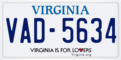 VA license plate VAD5634