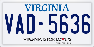 VA license plate VAD5636
