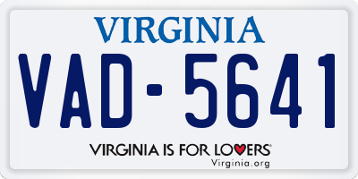 VA license plate VAD5641