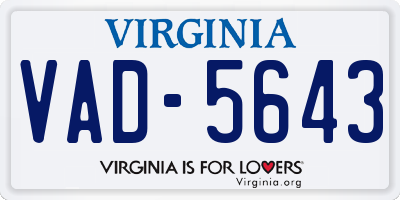 VA license plate VAD5643