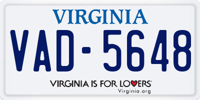 VA license plate VAD5648