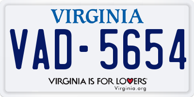 VA license plate VAD5654