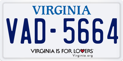 VA license plate VAD5664