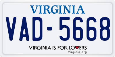 VA license plate VAD5668