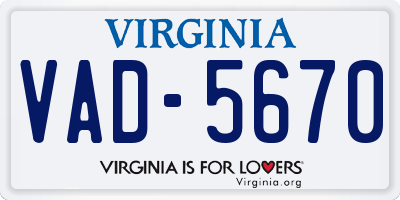 VA license plate VAD5670