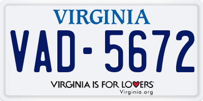 VA license plate VAD5672