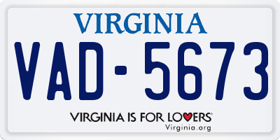 VA license plate VAD5673