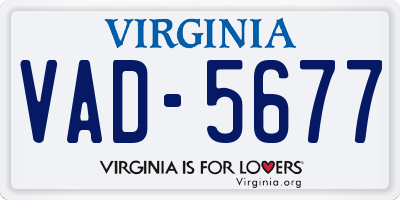 VA license plate VAD5677