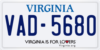 VA license plate VAD5680