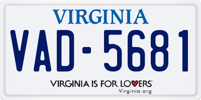 VA license plate VAD5681