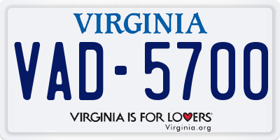 VA license plate VAD5700
