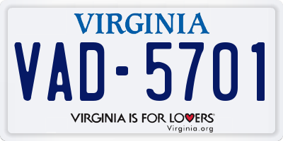 VA license plate VAD5701