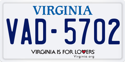 VA license plate VAD5702