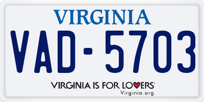 VA license plate VAD5703