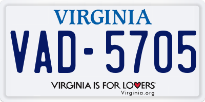 VA license plate VAD5705