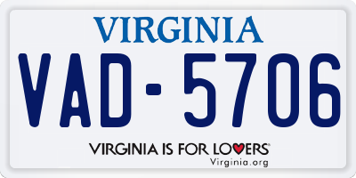VA license plate VAD5706