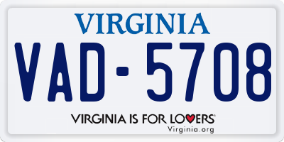 VA license plate VAD5708