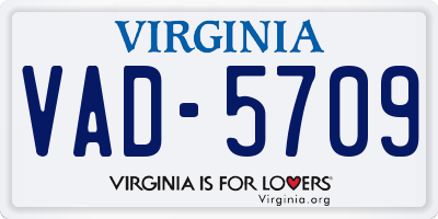VA license plate VAD5709
