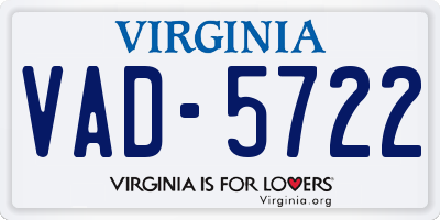 VA license plate VAD5722