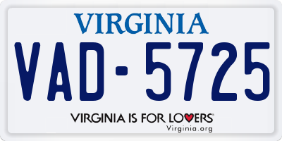 VA license plate VAD5725