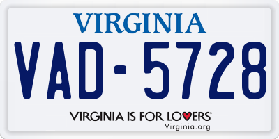 VA license plate VAD5728