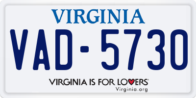 VA license plate VAD5730