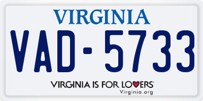 VA license plate VAD5733