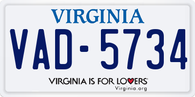 VA license plate VAD5734