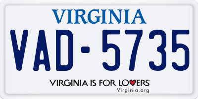 VA license plate VAD5735