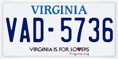 VA license plate VAD5736