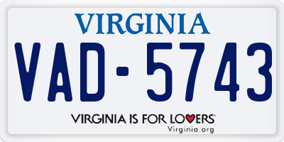 VA license plate VAD5743