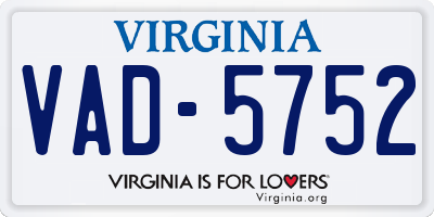 VA license plate VAD5752