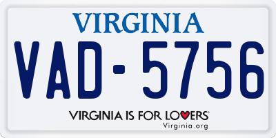 VA license plate VAD5756