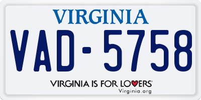 VA license plate VAD5758