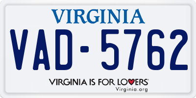 VA license plate VAD5762